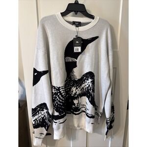 Waggle Loon Call Wildknit Sweater White Black Size XLarge
